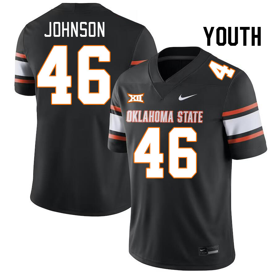 Youth #46 Temerrick Johnson Oklahoma State Cowboys College Football Jerseys Stitched-Black